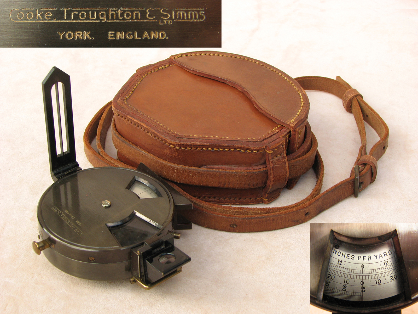 Cooke Troughton & Simms Angle of Sight compass clinometer with case